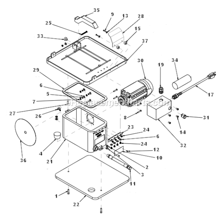 Page A Diagram and Parts List for BD7CW  Barranca Diamond Circular Saw